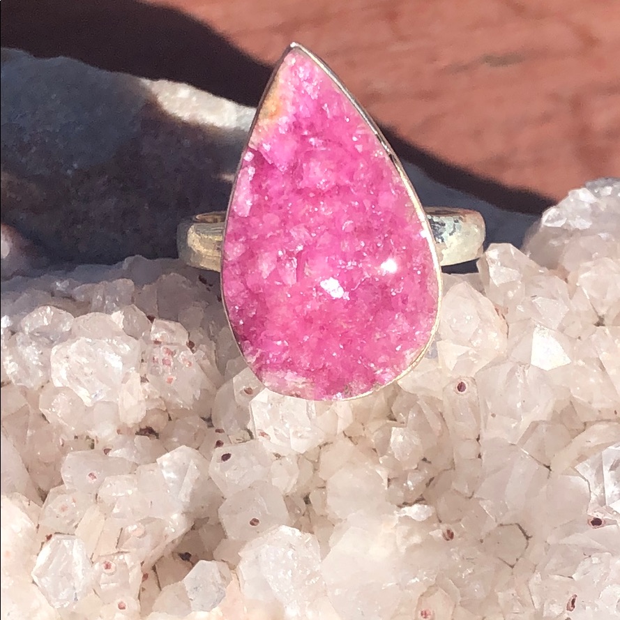 Boutique Pink Cobalt Calcite 925 Silver Ring 75 35$